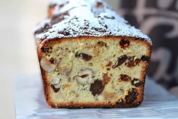 Cake aux raisins, noix & Vinaigre au fruits de la passion et vanille de Madagascar